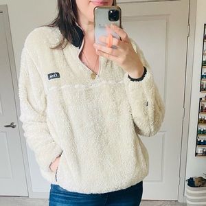 ZYIA Cream Teddy 1/4 Zip Pocket Pullover